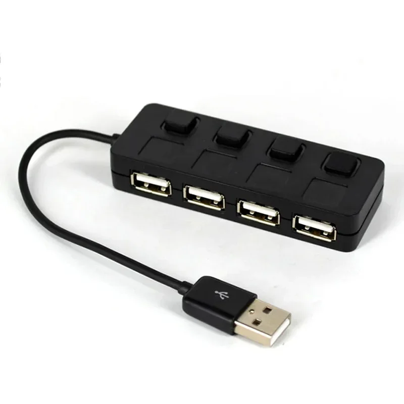 4 Ports USB 2.0 HUB USB On/Off Switch Splitter Expander with Independent 480Mbps Fast Transmission Data Adapter For PC Computer