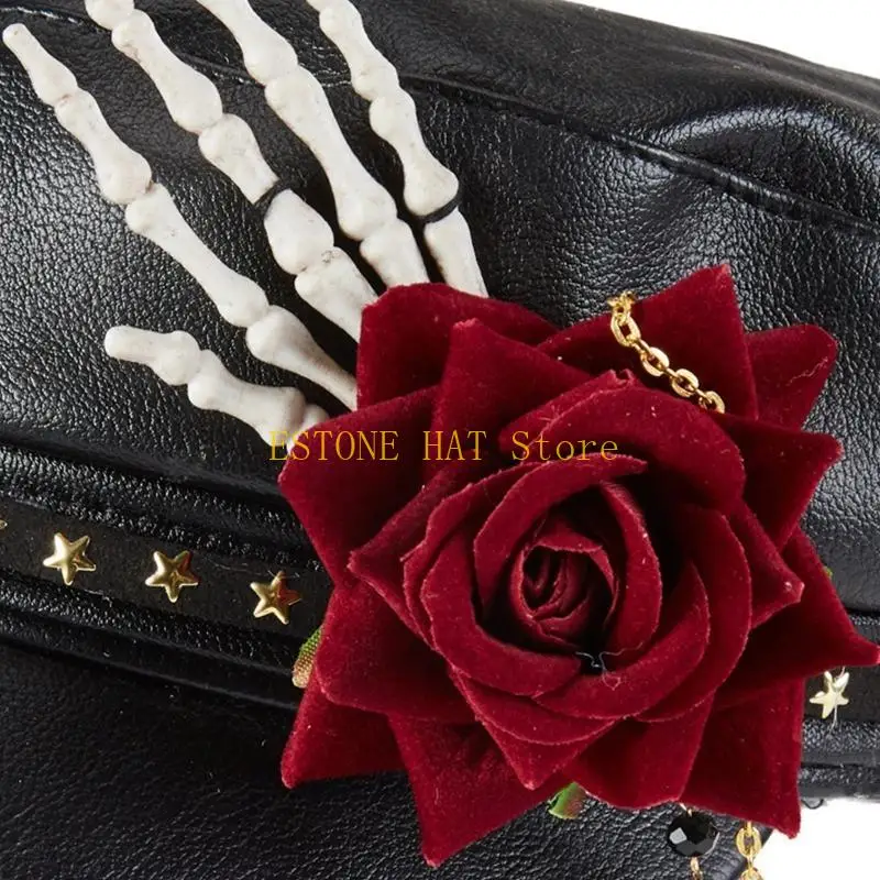 49MF Steampunk Newsboy Cap Halloween Newsboy Hat Steampunk Punk Peaked Cap Leather