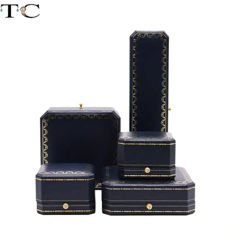 Octagonal Jewelry Box with Pattern Snap Button Jewelry Storage Packaging Gift Box Ring Necklace Bracelet Box