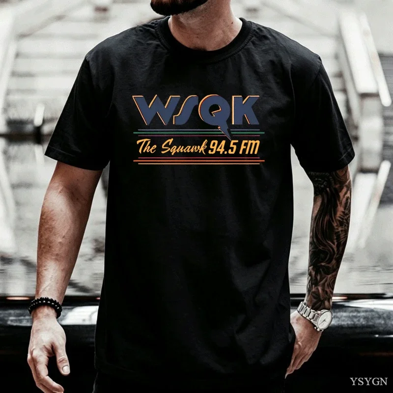 WSQK The Sqwk 94.5 FM Womens clothing men's crew neck t-shirt 2026 New Model Men’s Short-sleeve Classic Casual Multiple Colors a