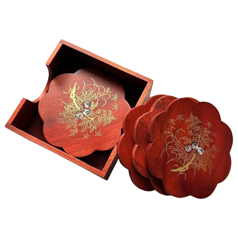 

1 Set Wood Pot Holders Coasters Set Heat Insulation Vintage Wooden Cup Mats Trivets For Hot Pans Easy Clean Space Saving