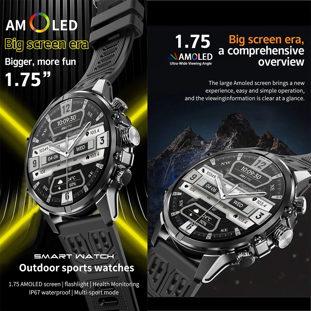 GEJIAN ساعة ذكية جديدة 1.75 بوصة 466*466 AMOLED شاشة تعمل باللمس مراقبة معدل ضربات القلب بلوتوث دعوة GPS Trajectory Smartwatches #3