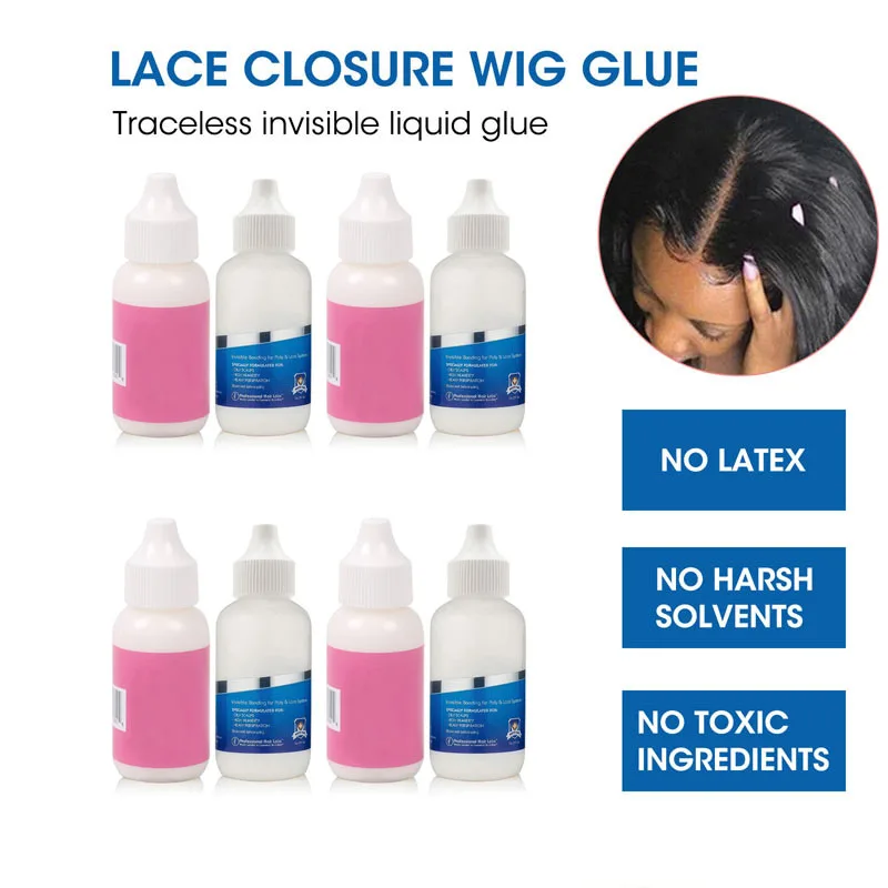 Adhesivo de repuesto para el cabello, pegamento para el cabello adhesivo azul y rosa, pegamento de encaje resistente al agua, tratamiento de reparación de pegamento de encaje, adhesivo de pegamento para peluca