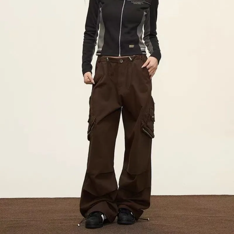 Deeptown Y2K Vintage Black Women Cargo Pants Korean Fashion Wide Leg Baggy Trousers Streetwear Casual Harajuku Hip Hop Oversized