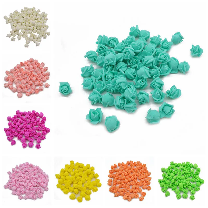 50/100 Stück 2 cm Mini-Schaumstoffrosen für Bären, künstliche Blütenköpfe, DIY-Bastelgeschenke, Geschenkbox, Hochzeitsfeier, dekorativer Kranz, Heimdekoration – Detail 3