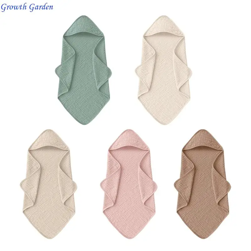 

Soft Baby Hooded Towel Cotton Comfortable Newborns Wrap Blanket Absorbent and Breathable Bath Towel Solid E65D