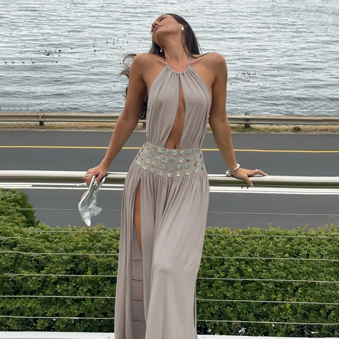 

Halter Long Evening Dress 2026 Women Summer Vacation Clothes Luxury Elegant Bodycon Maxi Party Club Chic Sexy Beach Dress