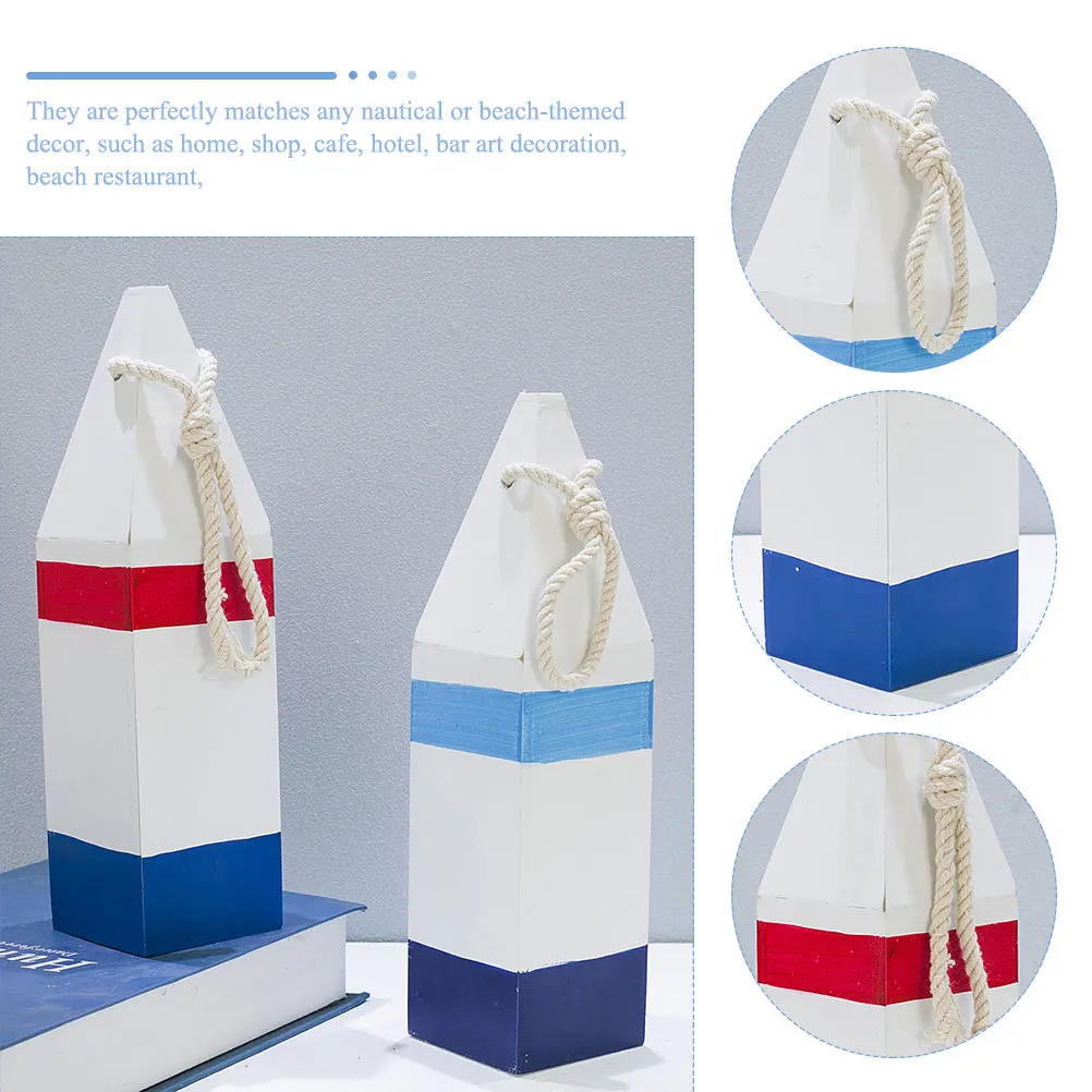 

2pcs Wooden Buoy Wall Hanging Mediterranean Style Nautical Decoration Home Office Wedding Wall Ornament Wood Hanging Craft Door