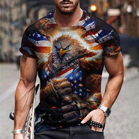 American Flag Graphic T-Shirt For Men Eagle Animal 3D Printed Tees Summer Casual Loose Short Sleeve T Shirts Street O-Neck Tops