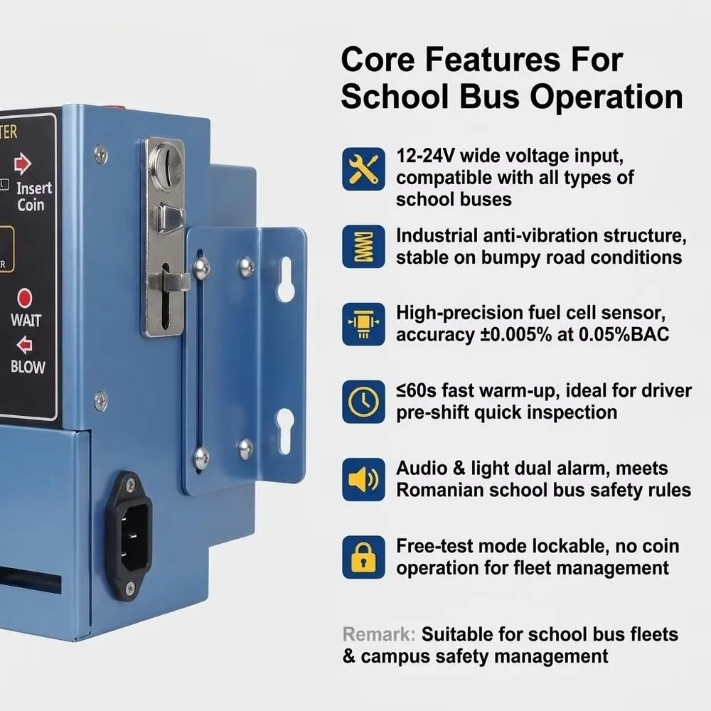 High Accuracy Metal Fuel Cell Breath Alcohol Tester AC100-240V School Bus WGSENSOR AT319