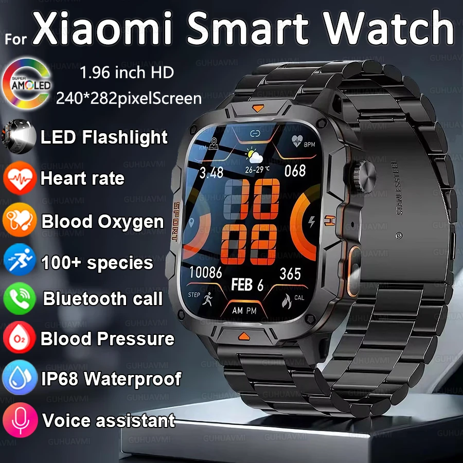 

Новинка 2025 года, военные умные часы Xiaomi, мужские спортивные часы для спорта на открытом воздухе, фитнес-трекер, Bluetooth-вызов, сердечник, кислород в крови, умные часы