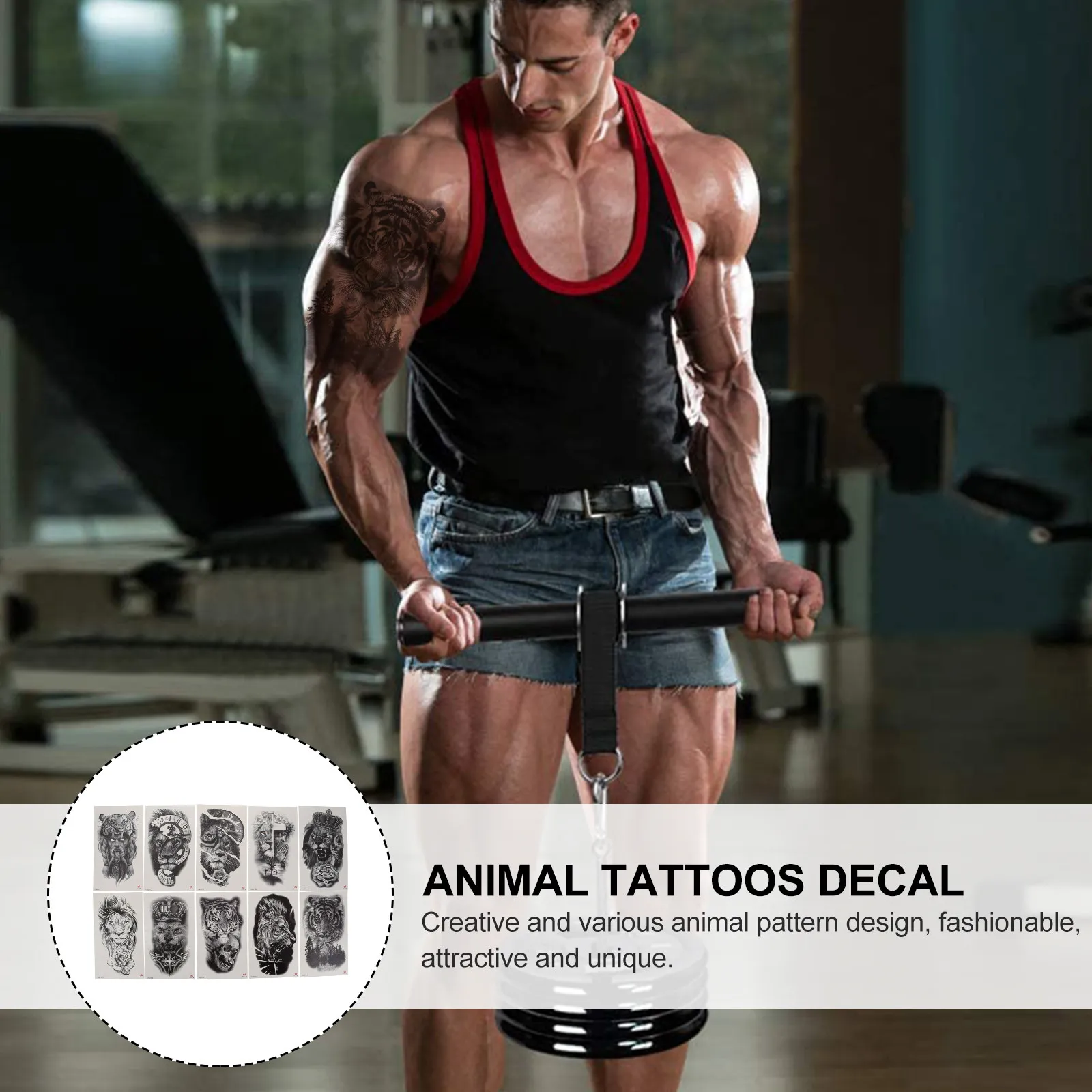 

10 Pcs Animal Arm Stickers Body Tattoos Pattern Waterproof Temporary Decal Decals