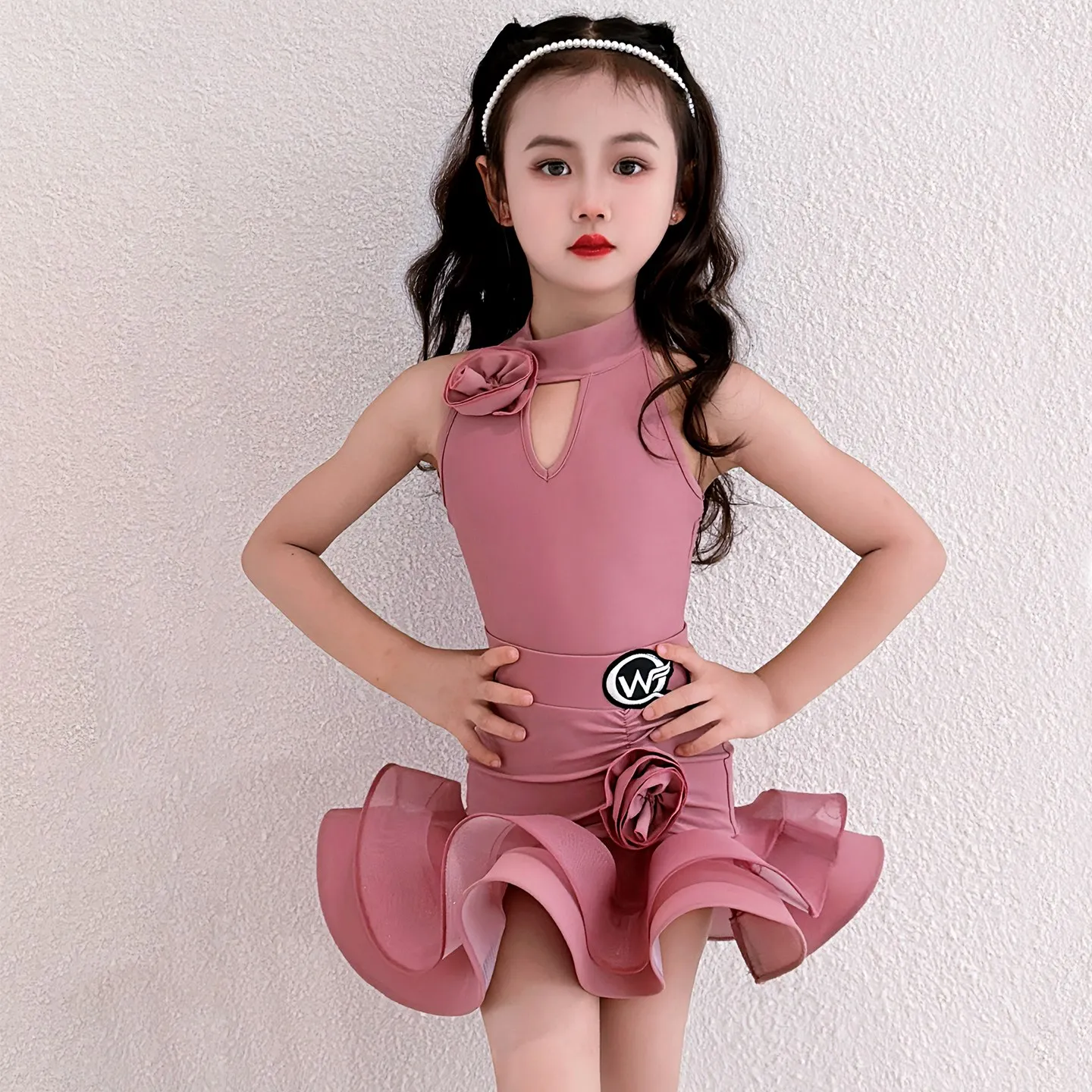 

Fashion Latin Dance Competition Dressses Children Performance Dancing Costumes Girls Sleeveless Latin Dance Dress SL13278
