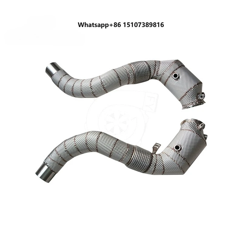 

For M850I G14 G15 G16 X5M X5 G05 G30 M550I N63 Catted Downpipe with Heat Shield
