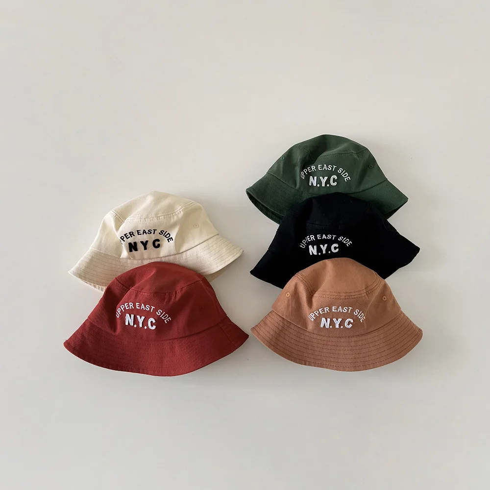 

Autumn Spring Baby Fisherman Hats Letter Pattern Kids Boys Girls Sun Hat Cotton Children Bucket Caps