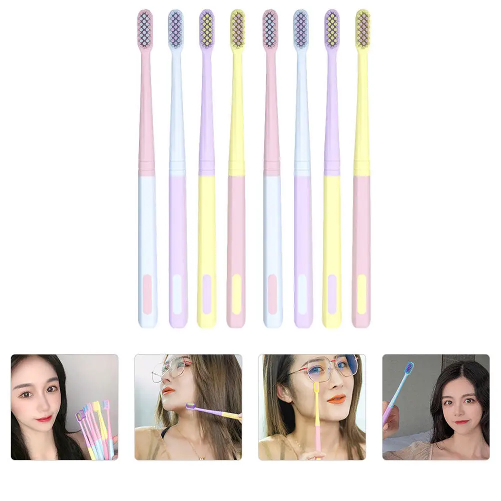 

Набор из 8 зубных щеток в форме мороженого: эргономичная ручка, удобный захват, тонкая щетина, безопасно для воспаленных десен, для путешествий и домашнего использования