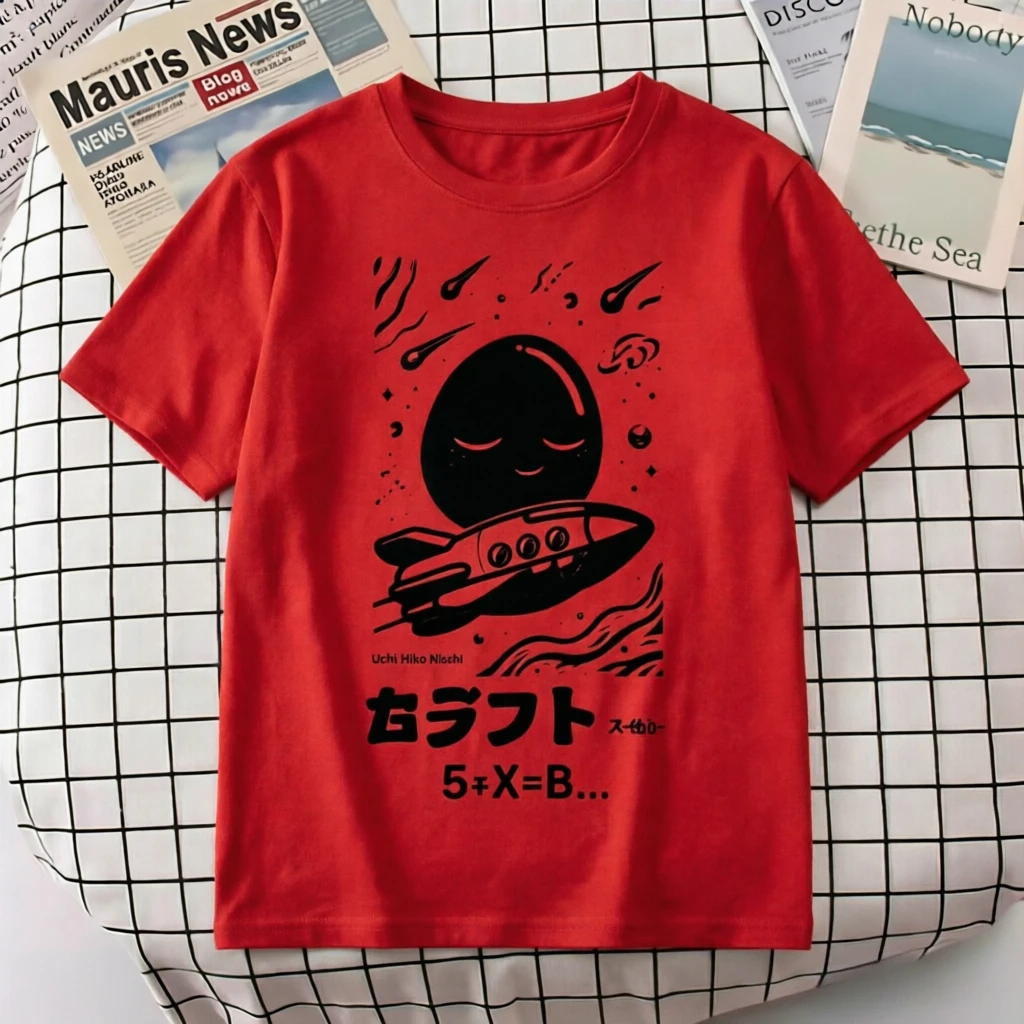 Retro Anime „Space Travel“ Grafik-T-Shirt für Herren und Damen, lässig, locker, Sommer-Streetwear-T-Shirt