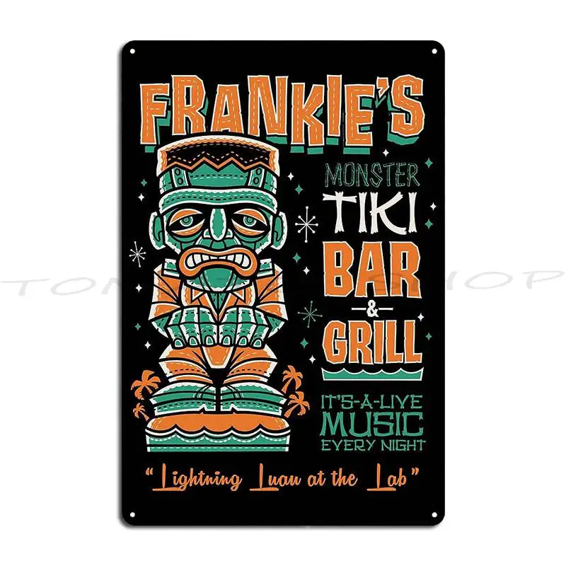 Frankenstein Tiki Bar Creepy Cute Monster Surf Hawaii Island Vacation Metal Sign Classic Designing Painting Tin Sign Poster