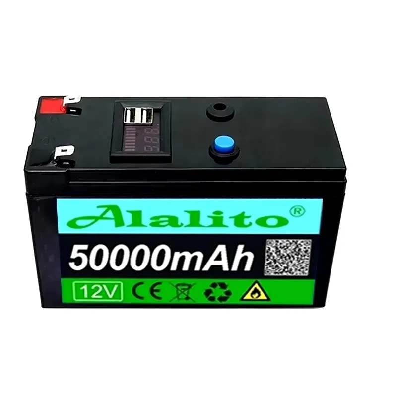 12V Battery 50Ah 18650 lithium battery pack Rechargeable battery for solar energy electric vehicle battery+12.6v3A charger