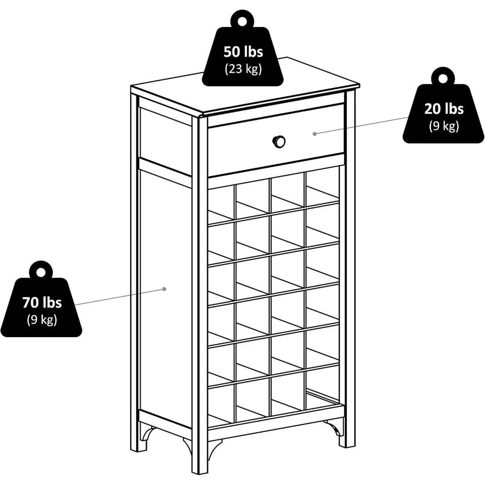 Armadietto da bar per caffè Armadietto per vino resistente con cassetto 19,09 L X 12,6 P X 37,52 A pollici, legno massello e composito Espresso scuro