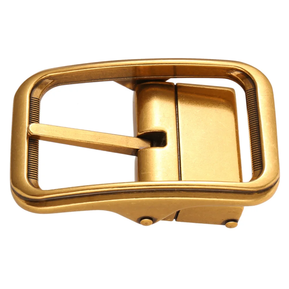 Vintage Gold Men\'s Square Buckle Classic Pin Buckle Casual Business Belt Accessory 3.3cm