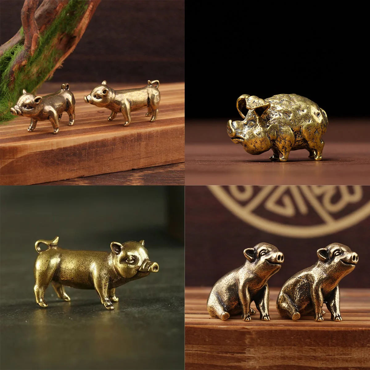 Adornos de latón puro, cerdo del zodiaco chino, adornos, adornos colgantes de Metal, figuritas para el hogar