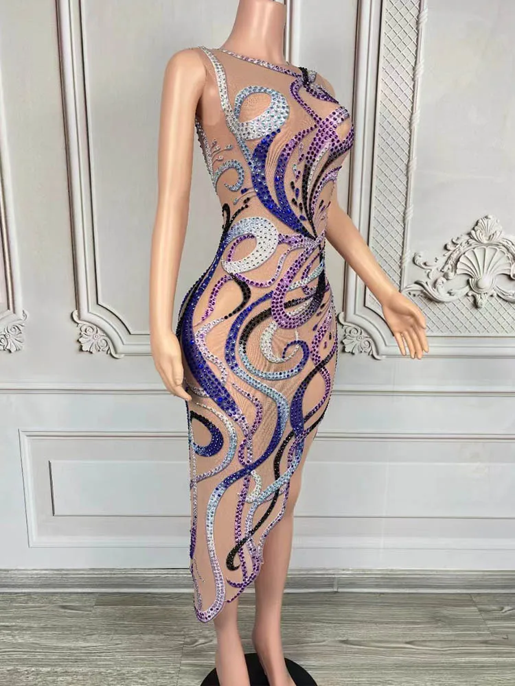 High Quality Hot Stamping Sexy Elastic Irregular Hip Hugging Dress 2024 New Fashionable Custom Women'S Clothing