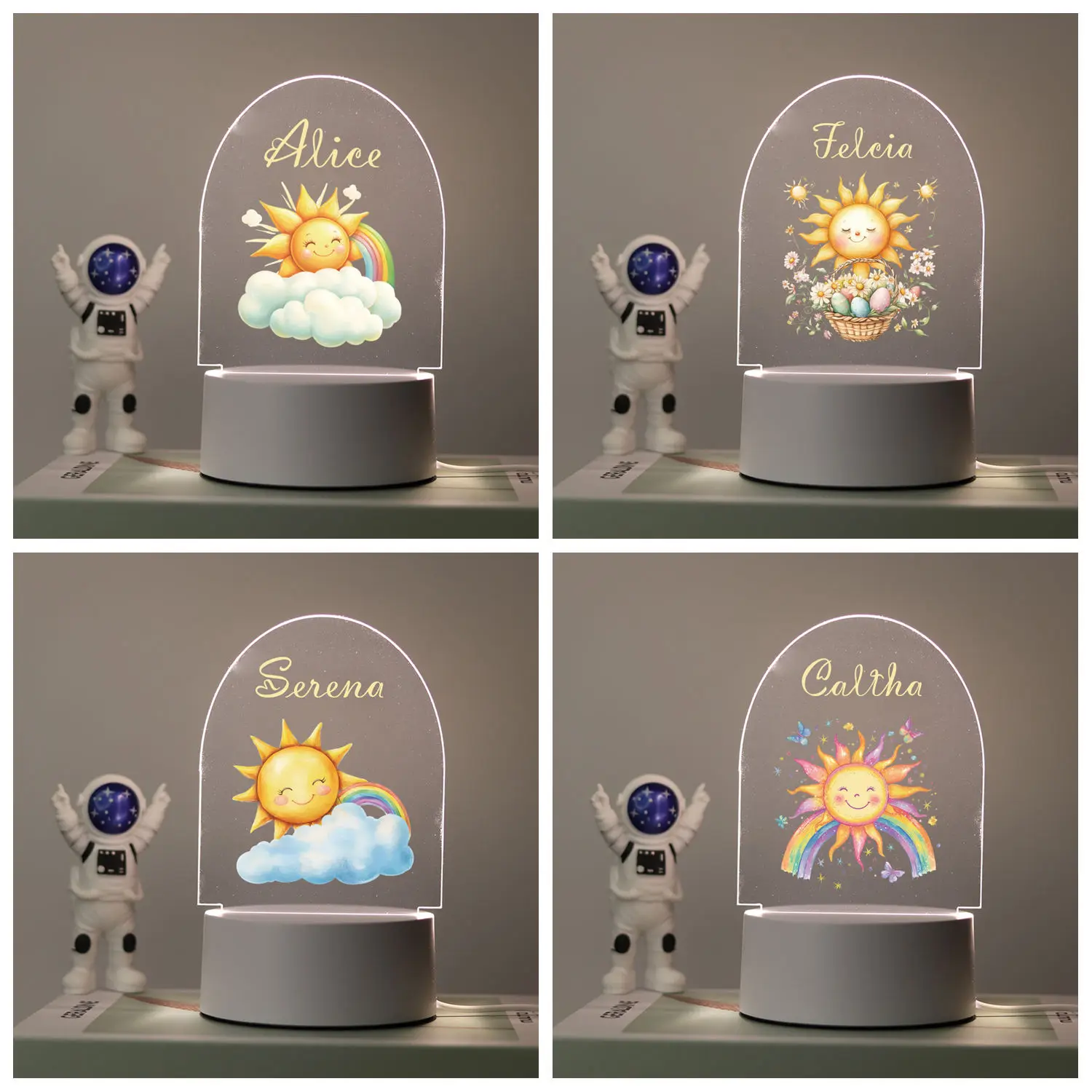 1pc Personalize Custom Sun cloud Led Night Light Decoration Acrylic 3d Lamp 3D Visual Night Light Illusion Acrylic Lamp