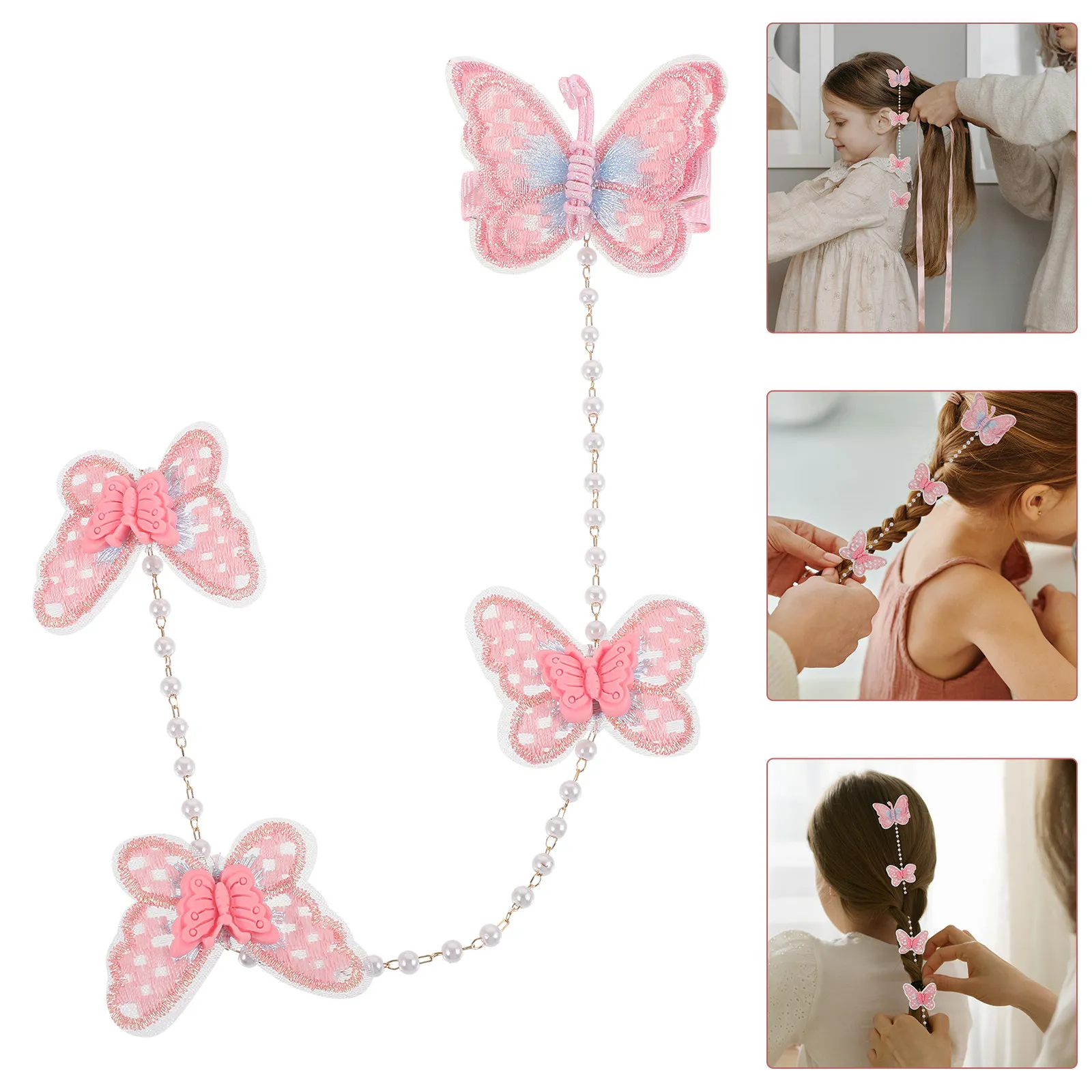 

2Pcs Butterfly Hair Clips Decorative Tassel Hairpins Lightweight Hair Accessories for Women Girls Wedding Party Prom Photo Props