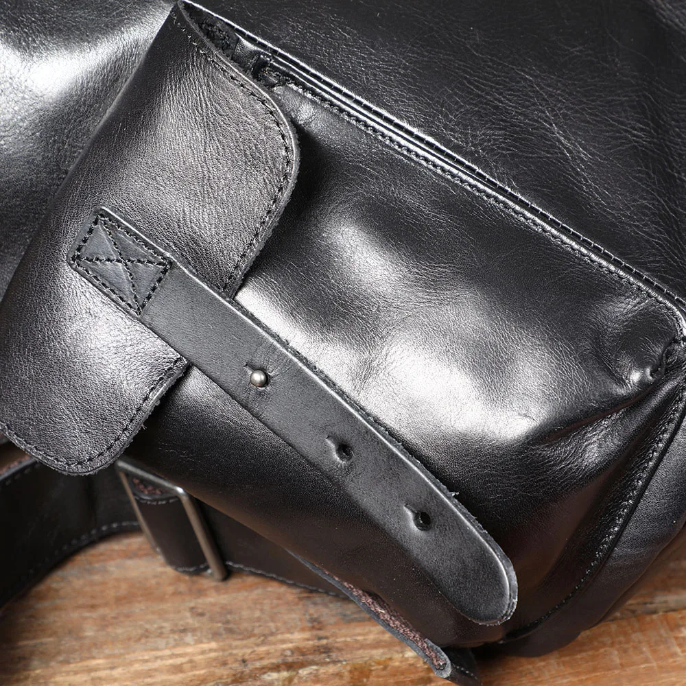 Lässiger Herrenrucksack aus echtem Leder, Laptoptasche für Herren, Reisetasche, Obermaterial aus Rindsleder, modischer Herrenrucksack im Preppy-Stil – Detail 18