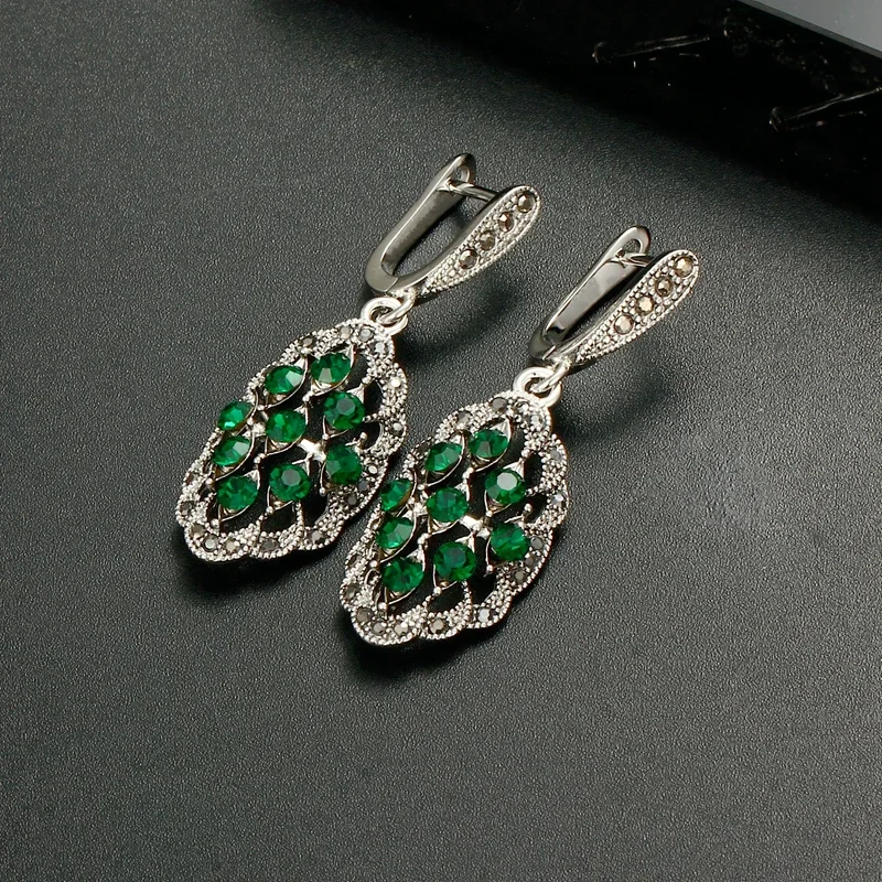 2021 New Year Vintage Earrings Retro Crystal For Women Antique 925 Silver Plated Top Quality #E1821