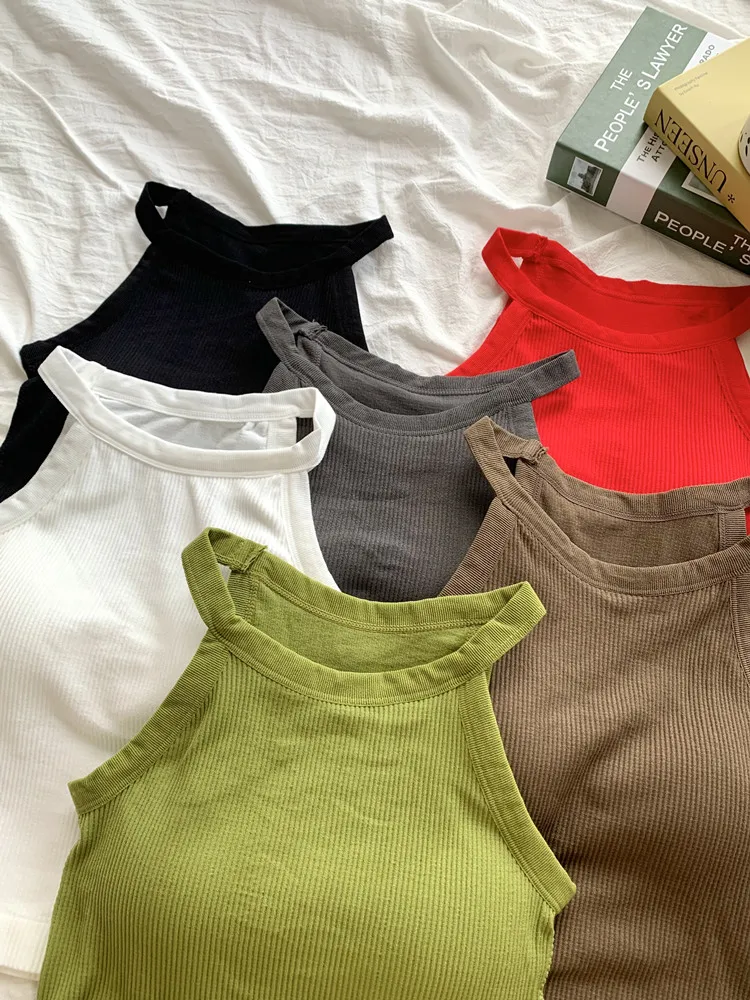 Women's Small Strap Vest Outdoor Wear Summer Beautiful Ba Sports Yoga Hanging Ne Top with Chest Pad Matching Underwear