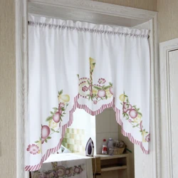New Cafe Short Kitchen Curtains Fruits Design Embroidery Lace Japanese Door Curtain Cotton and Linen Blending Window Curtains
