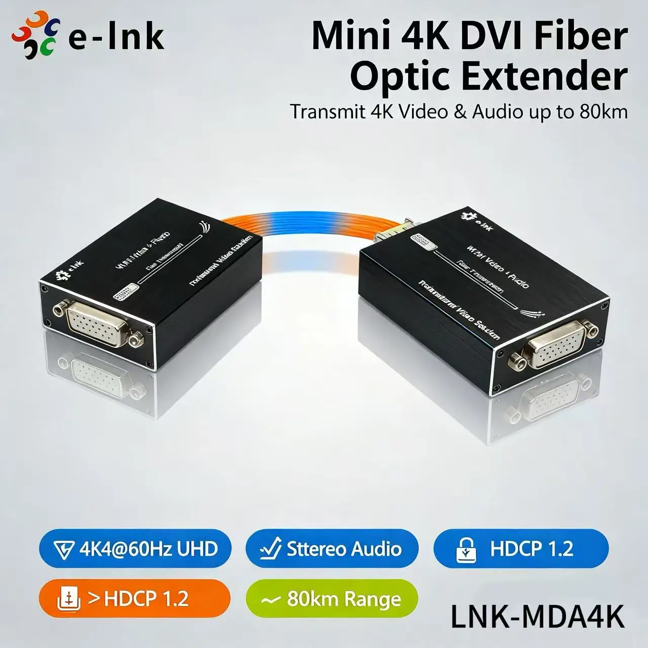 Mini 4K DVI Fiber Optic Extender with Stereo Audio DVI 1.0 and HDCP 1.2 Support in Stock