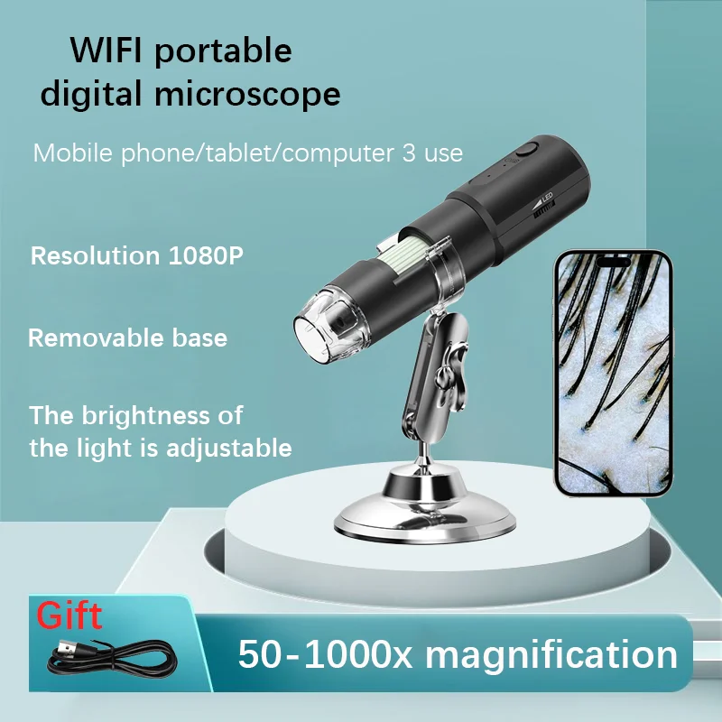 

WiFi Wireless Digital Microscope Handheld HD Inspection Camera Magnification with Stand Compatible