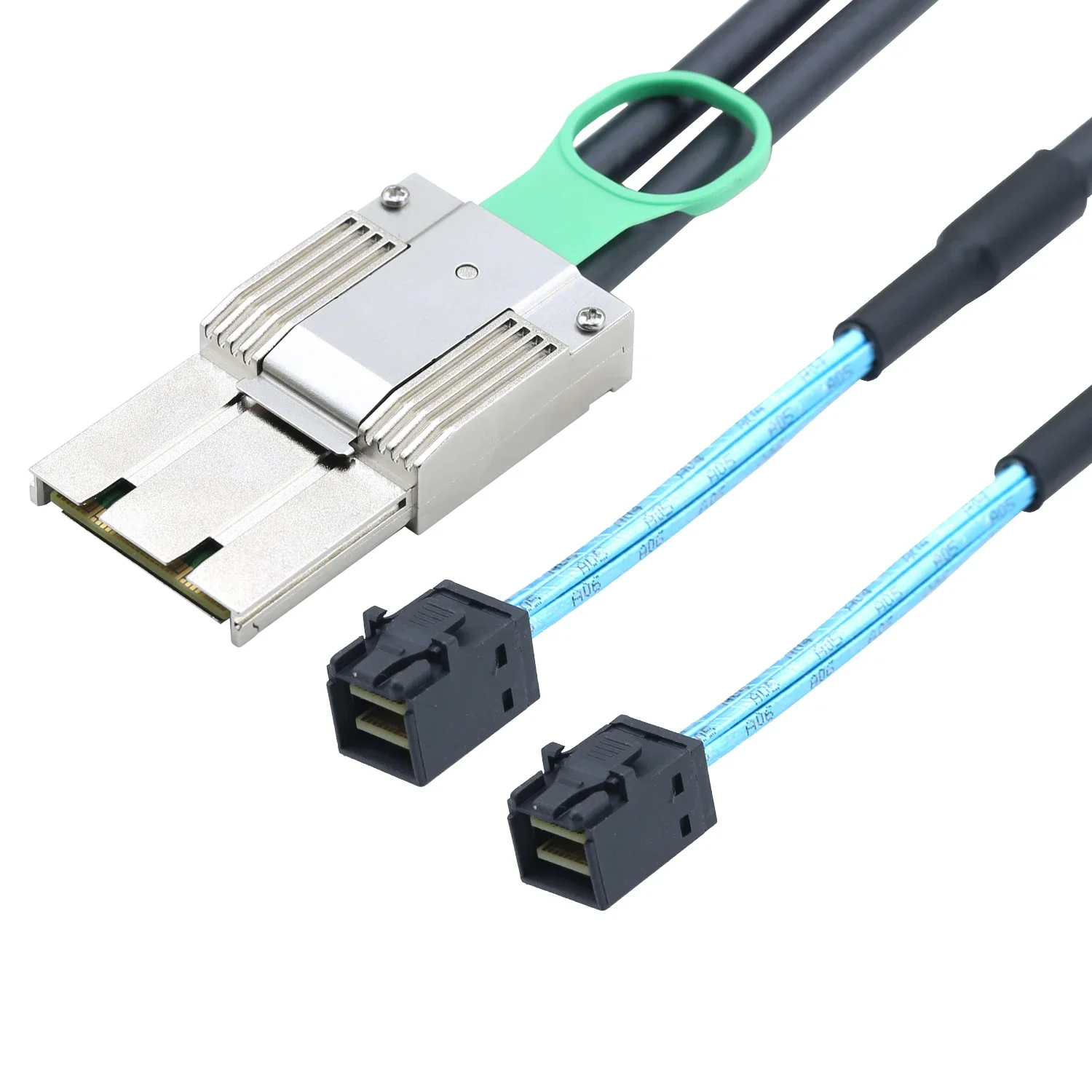 Zinc Alloy Dual express iPass MINI SAS HD SFF-8088 8X 68P I/O male to 2X Mini SAS HD SFF-8643 36P male Active assemblies cable