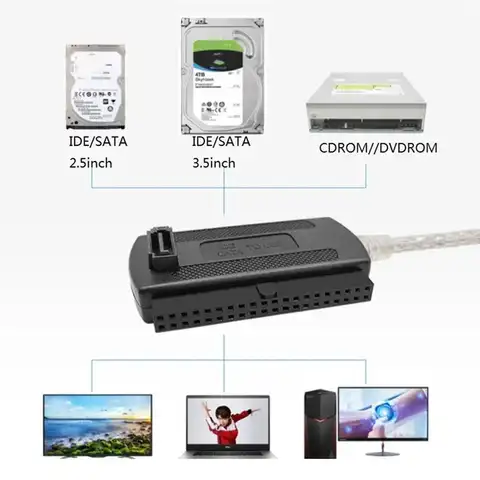 USB 2.0 To IDE SATA Adapter Cable USB Interface To Connect To 2.5 And 3.5 Inch IDE And SATA Interface Hard Drives For PC Laptop