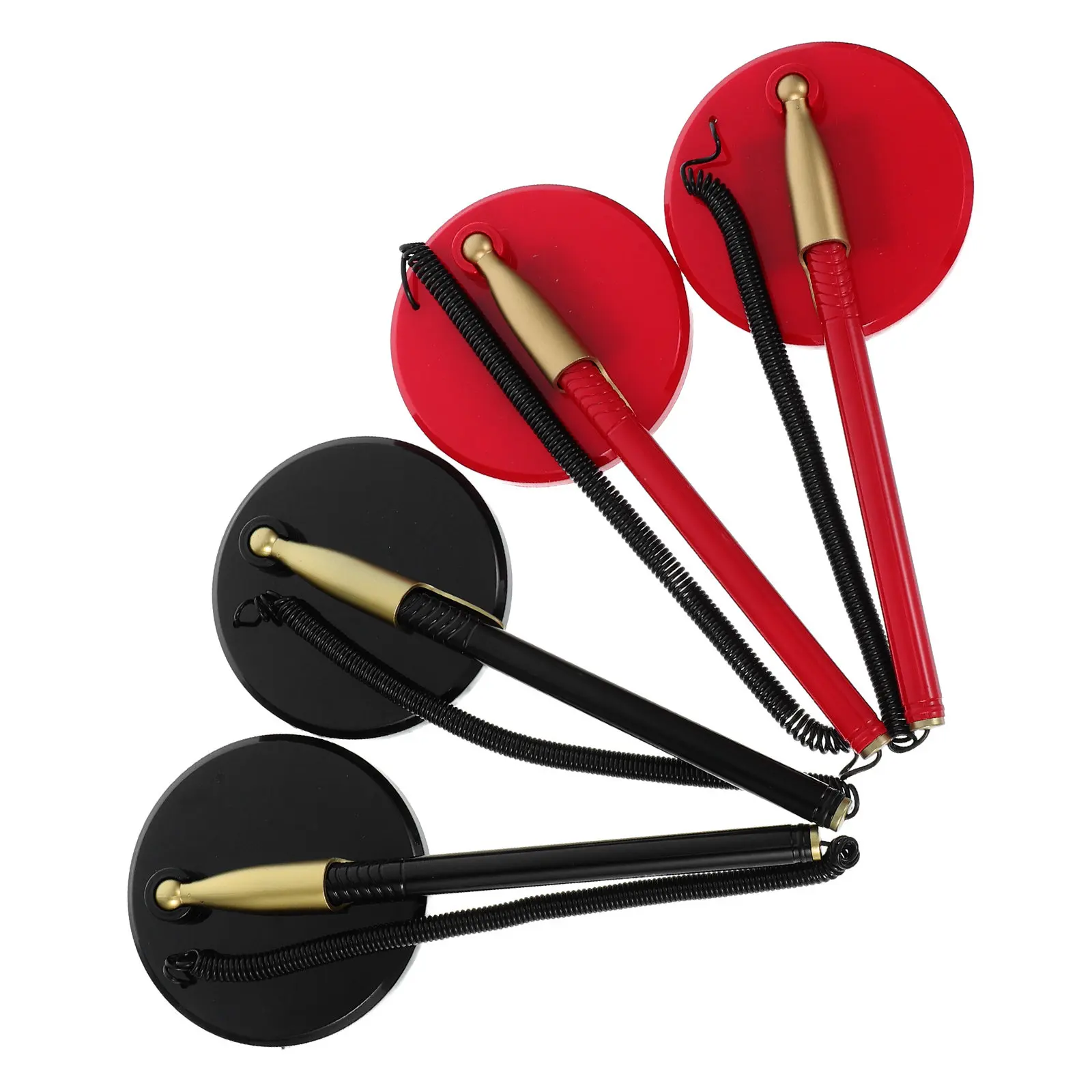 

4Pcs Elegant Round Base Desk Pen Set Black Red Ballpoint Signing Pen for Wedding Guest Book Reception Office Business Events