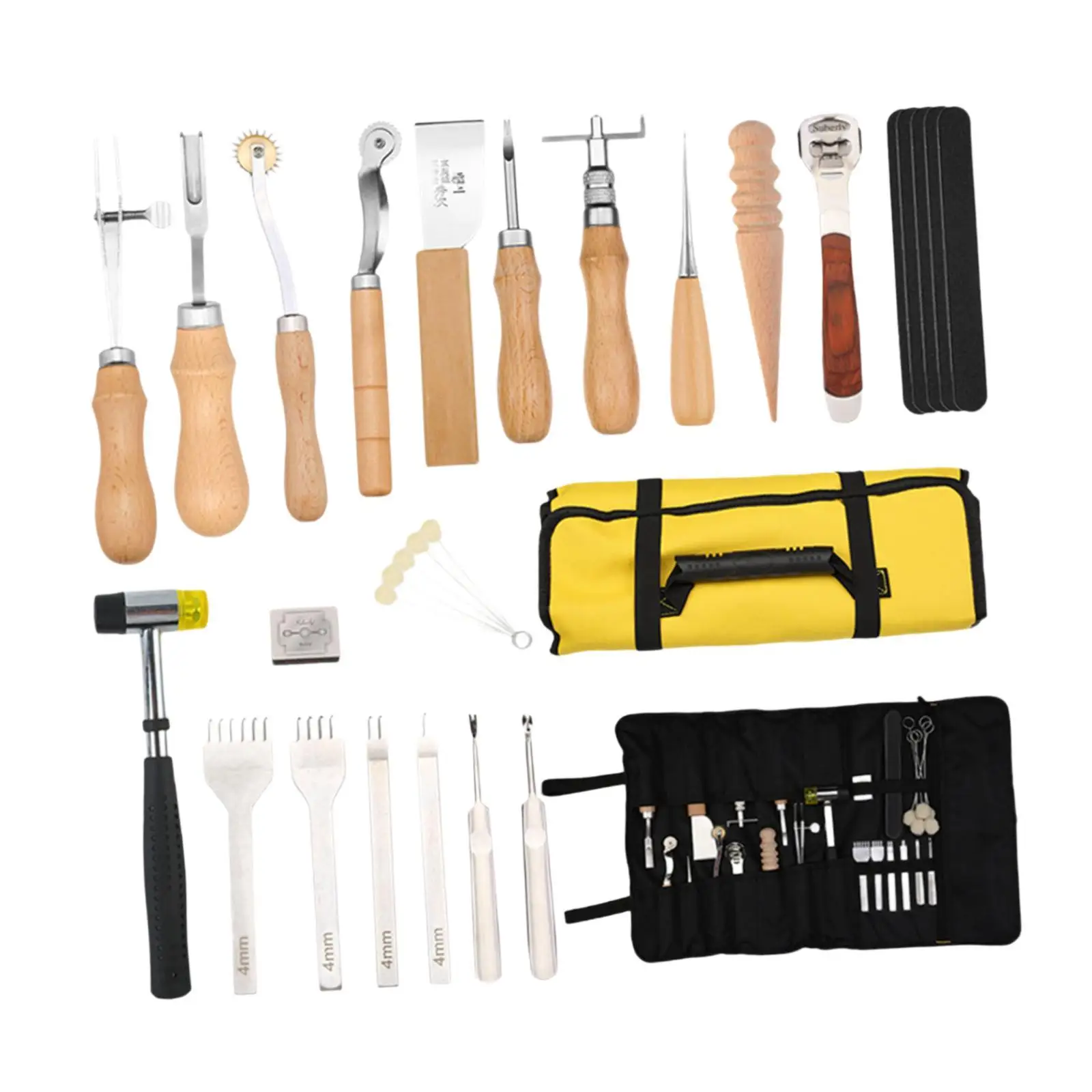 29 Pieces PU Leather Working Kit with Storage Bag Equipment Groover PU Leather Craft Tools for Stamping Carving PU Leather Craft