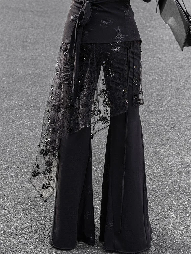 Harajuku Women Fairy Gauze Glitter Skirts See Through Irregular Bandage Skirt Vintage Grunge Trendy Mujer Faldas Y2k Aesthetic
