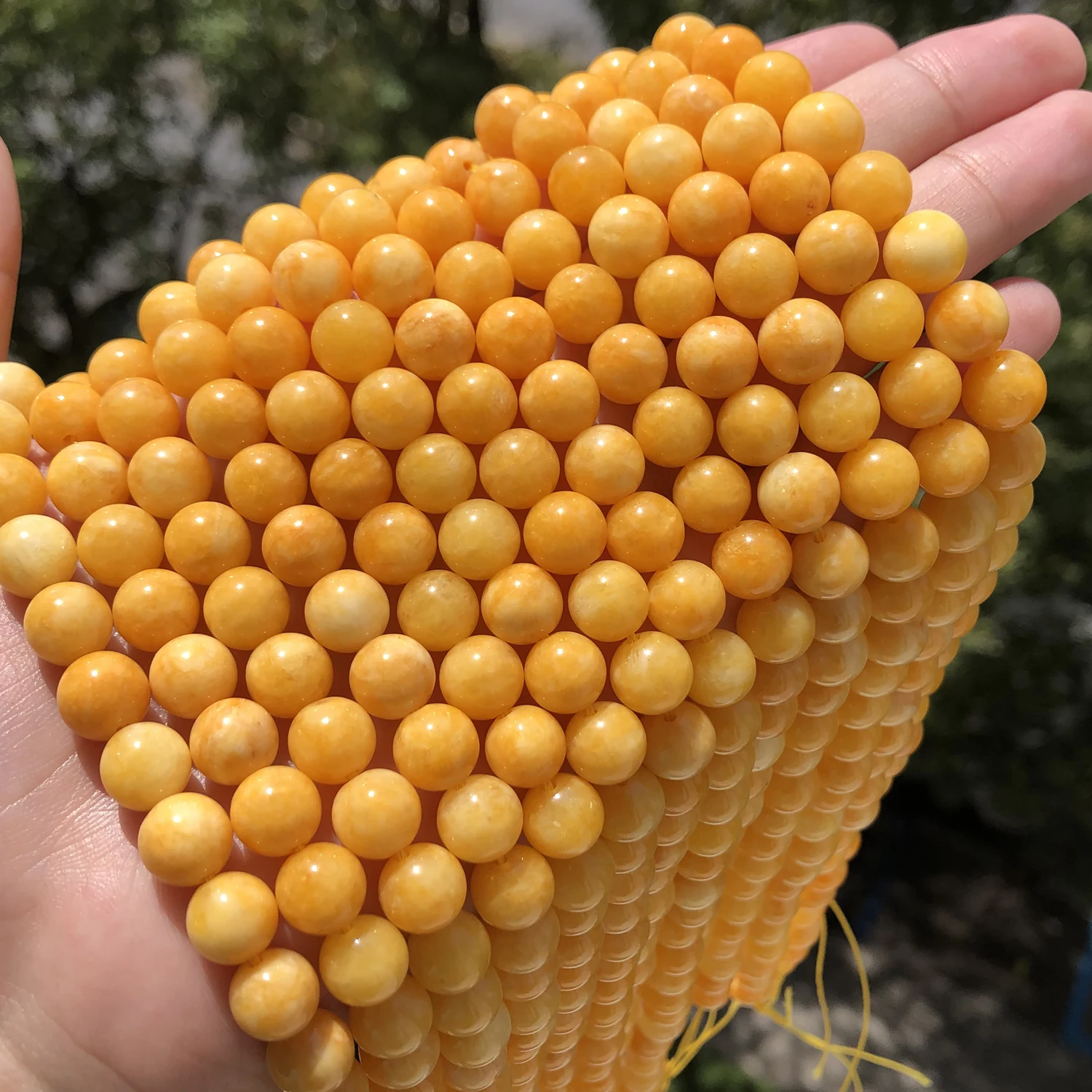 6 8 10 12mm Yellow Beeswax Jades Chalcedony Stone Beads Natural Round Loose Beads For Jewelry Making DIY Bracelet Accessories