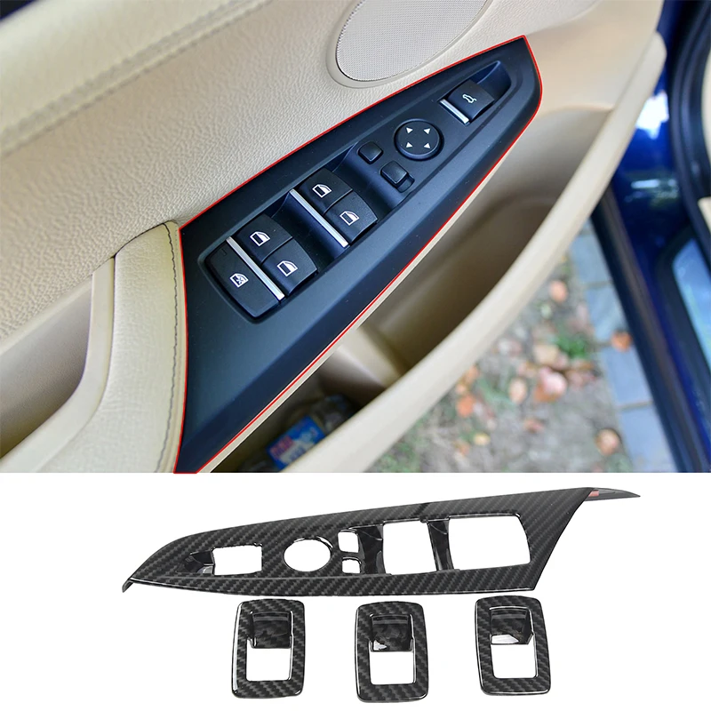 

For BMW X3 X4 F25 F26 2014-2017 ABS Carbon Fiber Style Glass Lifting Frame Decorative Cover Interior Protection Accessories LHD