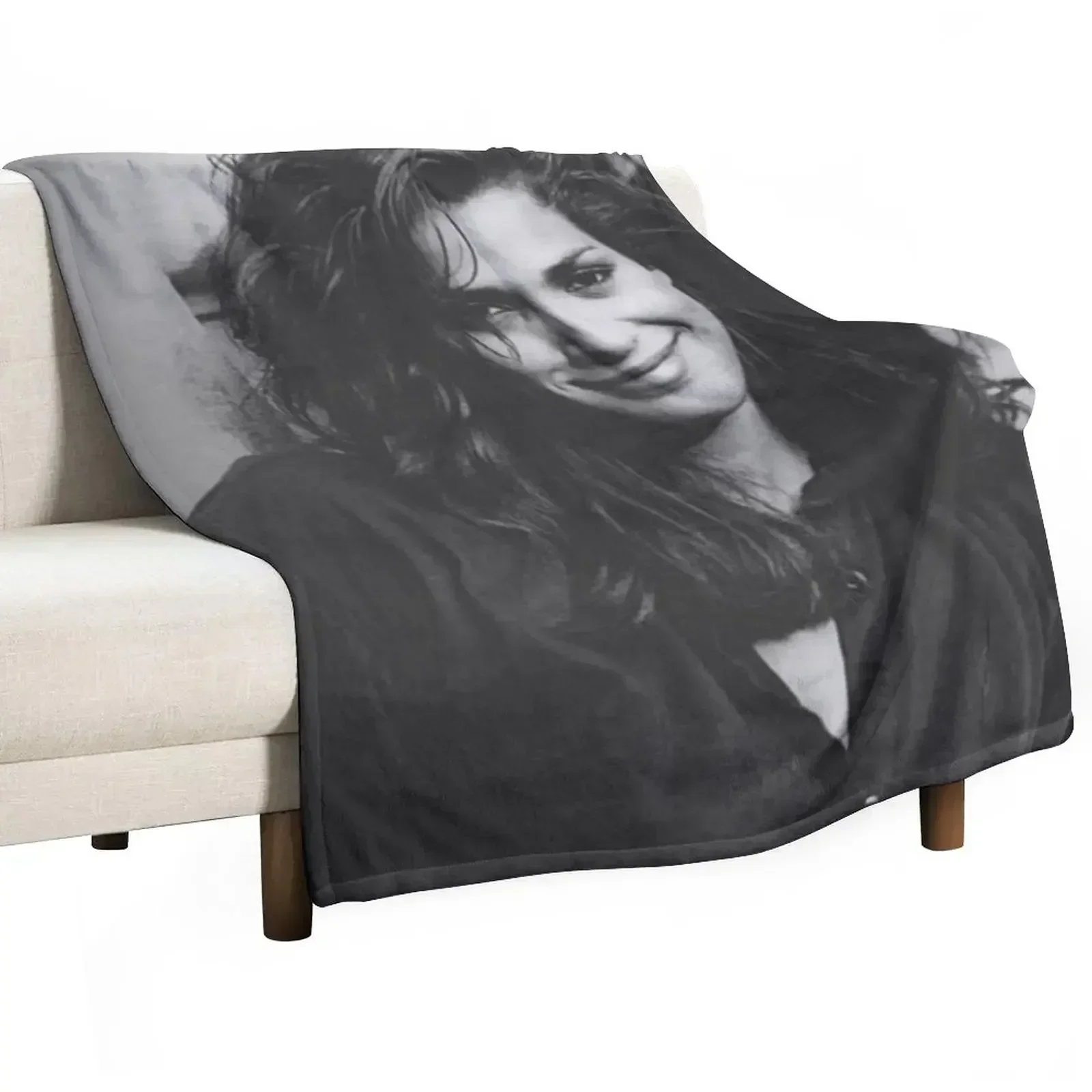 Gia Carangi Smiling Contentedly Throw Blanket heavy to sleep Large Loose Vintage cosplay anime Soft Plaid Blankets