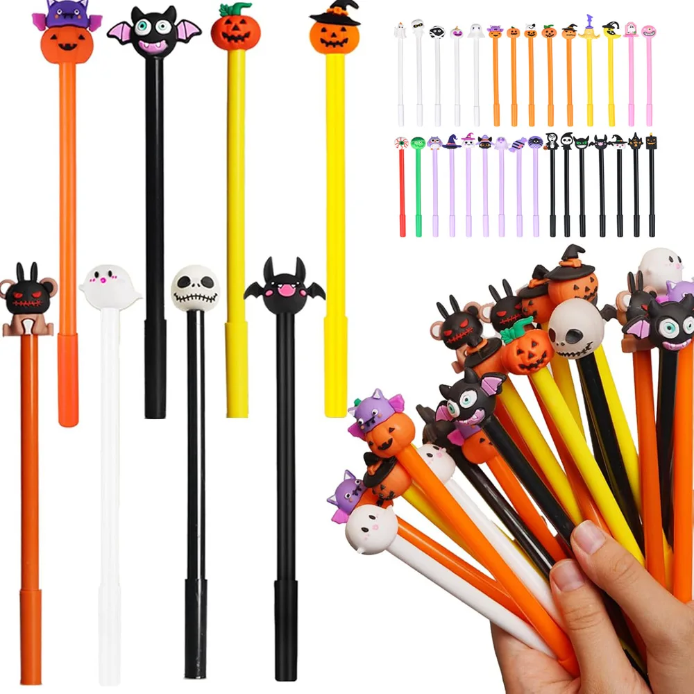 

10/30 шт. ручки для Хэллоуина, тыквенный череп, призрак, летучая мышь, ручки 0,5 мм, черная ручка-роллер для Хэллоуина, школьные и офисные призы