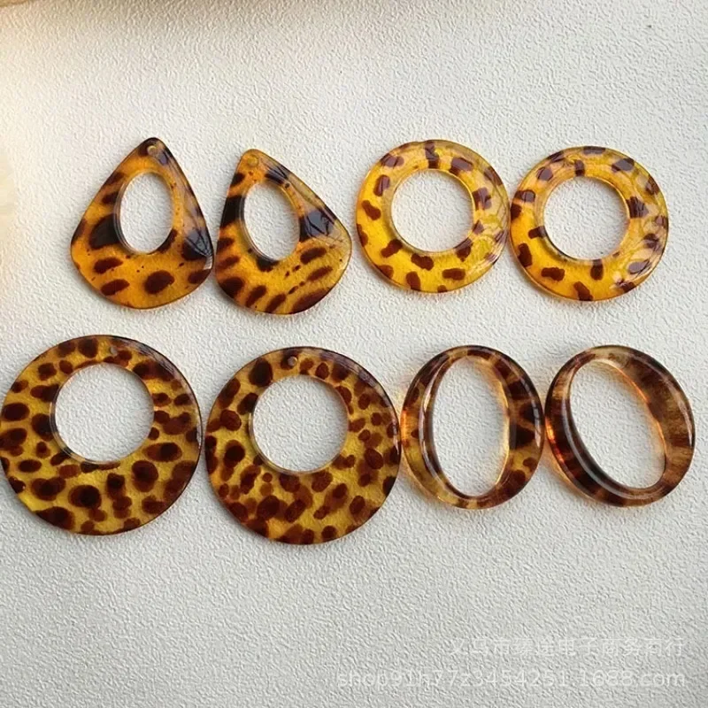 5pcs Translucent Geometric Circle Oval Leopard Frame Resin charms for DIY Jewelry Making Hollow Waterdrop Earrings Accessories