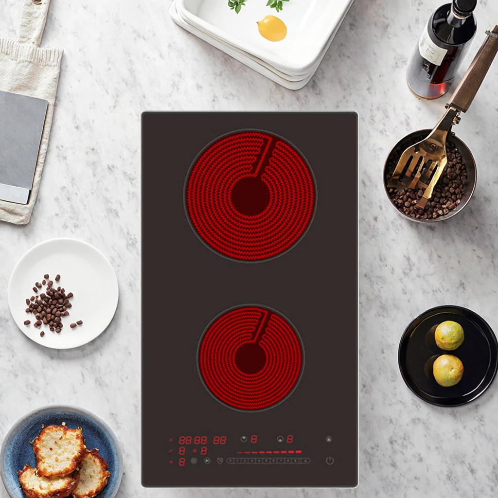 

3000 Вт, 2 горелки, встроенная керамическая плита с сенсорным управлением, кухонный прибор на солнечной энергии для домашнего использования