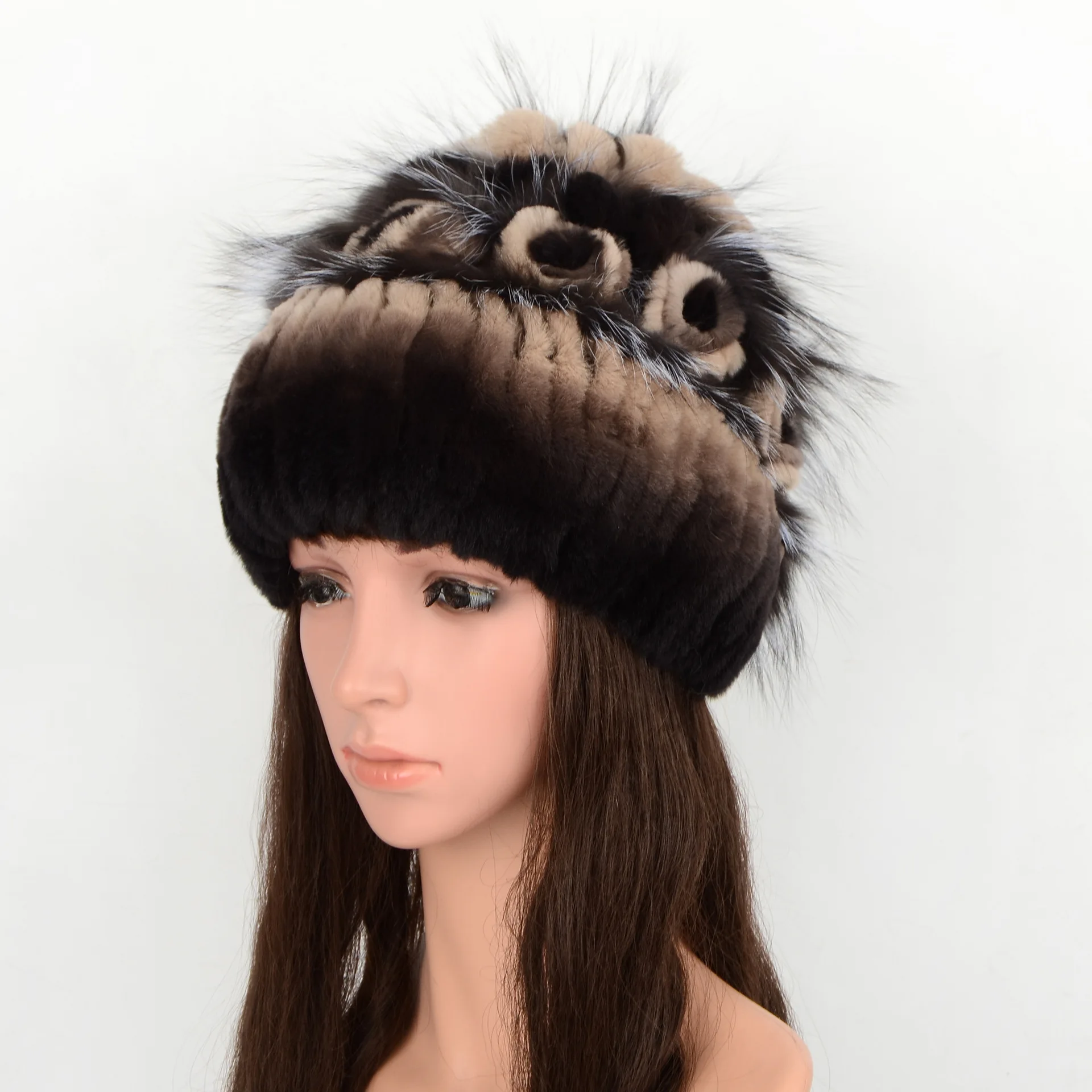 

Autumn and Winter Fur Hats for Women Warm and Versatile In Winter, Thick Knitted New Fur Hats for Rabbits