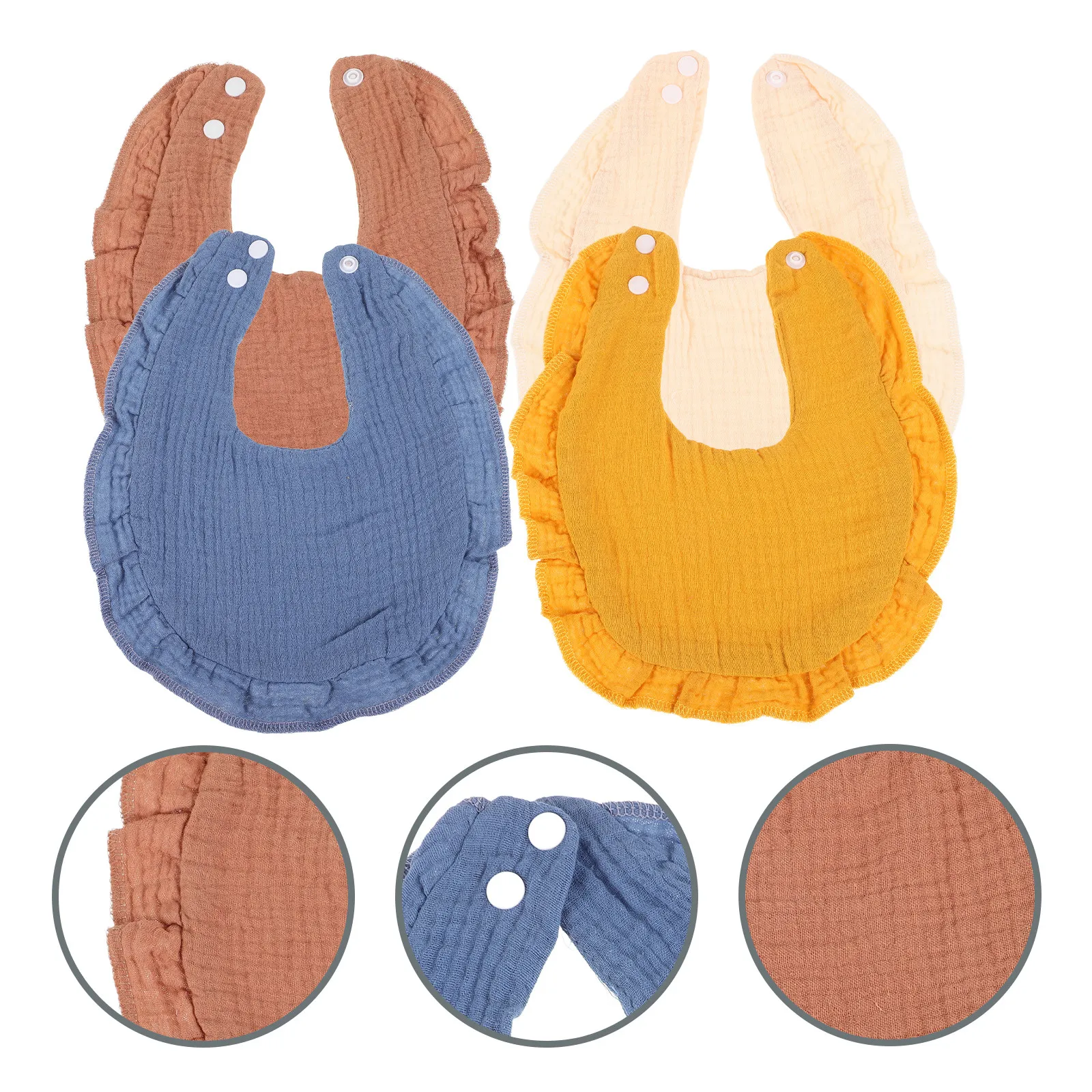 

4Pcs Pure Cotton Muslin Baby Bandana Drool Bibs with Delicate Lace Edges for Newborn Infant Feeding Teething Drooling