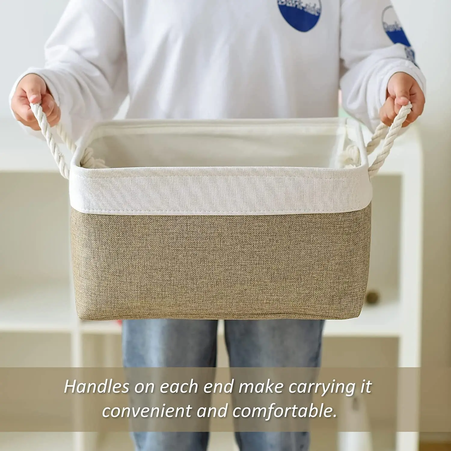 Cesta de Almacenamiento de Tela Plegable, Caja de Almacenamiento de Lino para Guardería y Hogar, Cesta de Lona Plegable para Armario y Dormitorio