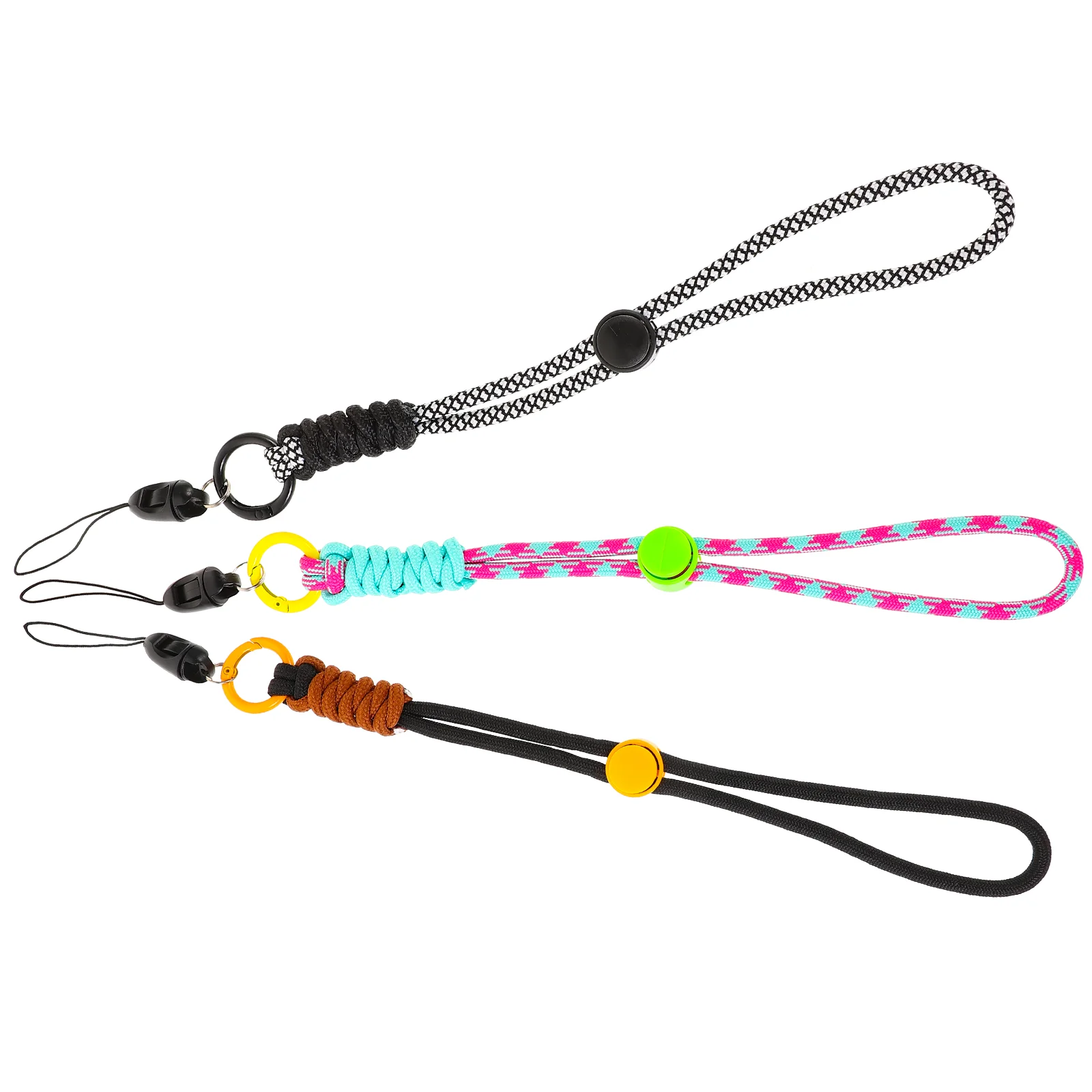 3 Pcs Adjustable Lanyard -lost Wrist Rope Keychain Handmade Braided Two-color 3pcs Case Strap